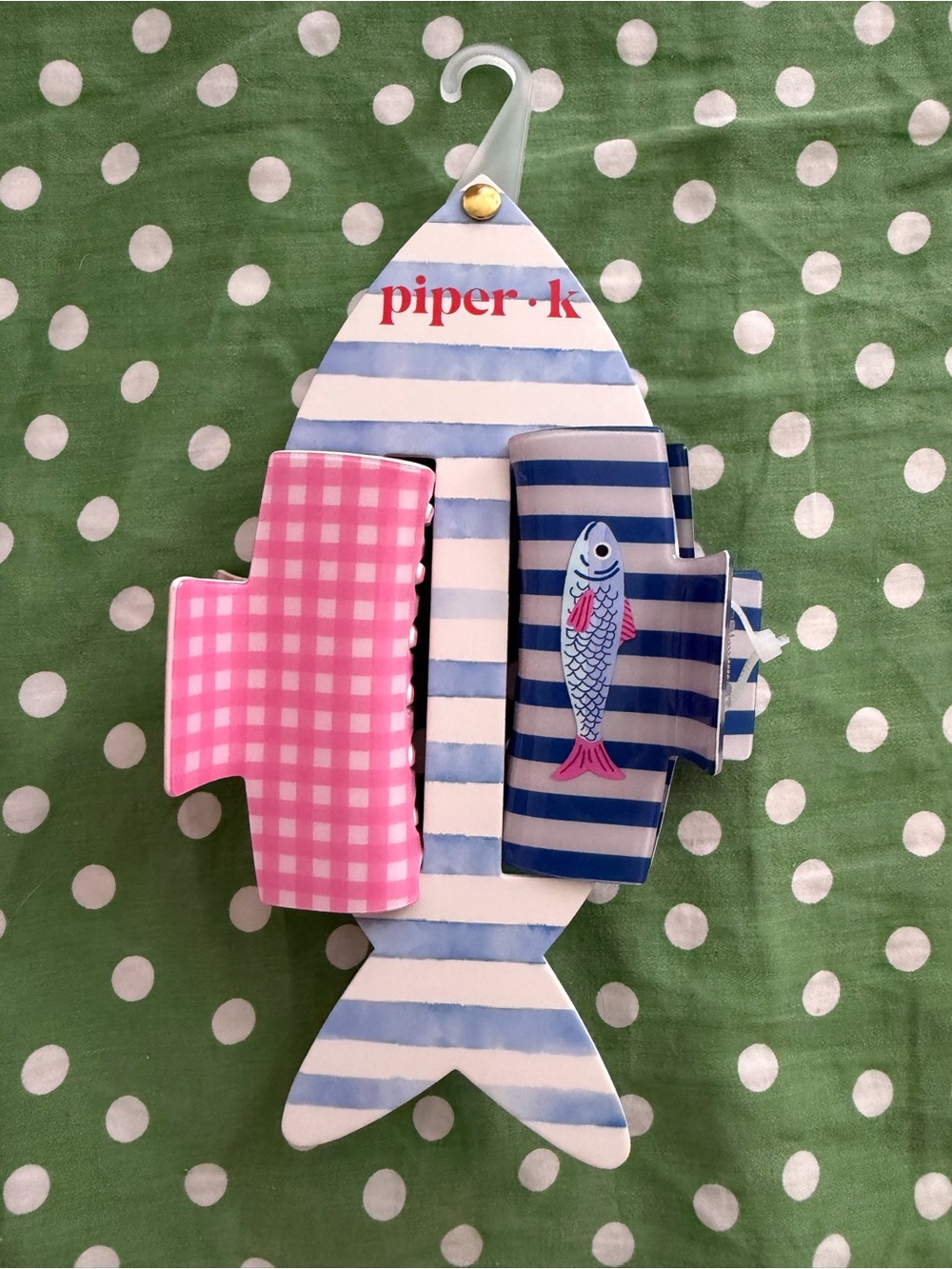 Piper K set of 2 fish sardine pink hair clips New